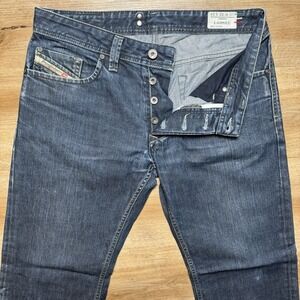 Diesel Jeans Men 32x34 Blue Larkee Straight Leg Italy Made Thrash 0088Z Ins Alt